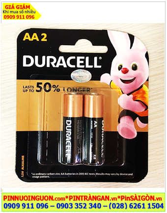 Duracell LR6 MN1500B2, Pin AA 1.5v alkaline Duracell LR6 MN1500B2 (Lasts up to 50% longer) /Vỉ 2viên